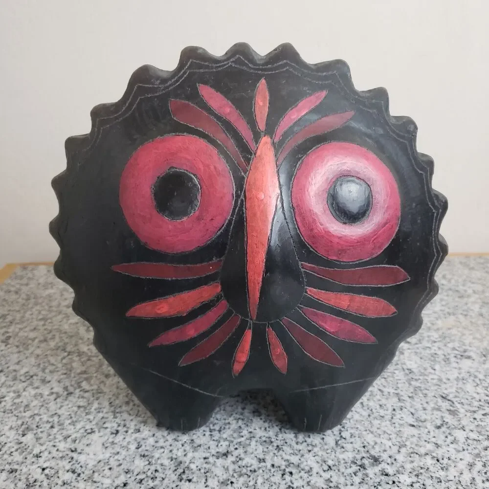 Vintage Max Kerlow? Sculpture Folk Art‎ Mexican Pottery Owl Statue Figure. Heavy